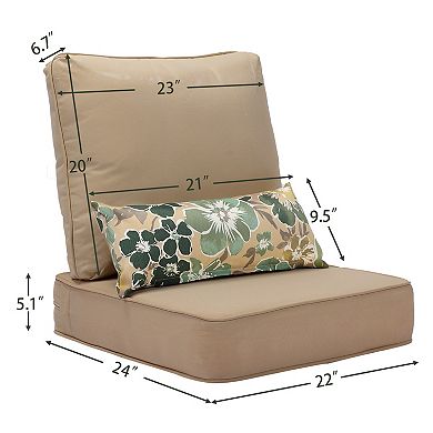 Aoodor 22'' x 24'' Outdoor Deep Seat Chair Cushion Set，(Set of 2 Seats, 2 Backs, 2 Pillows）