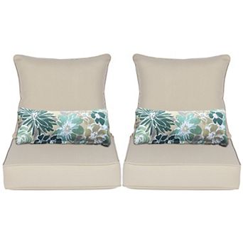 Aoodor 2 pc Outdoor/Indoor Deep Seat Chair Cushion Set - 22 in x 24 in