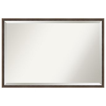 Hardwood Wedge Mocha Beveled Wood Bathroom Wall Mirror