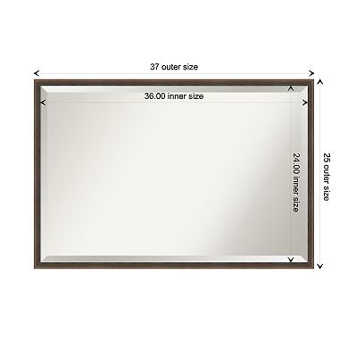 Hardwood Wedge Mocha Beveled Wood Bathroom Wall Mirror