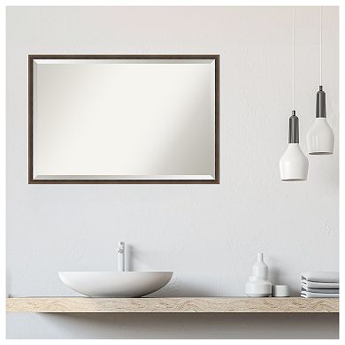 Hardwood Wedge Mocha Beveled Wood Bathroom Wall Mirror