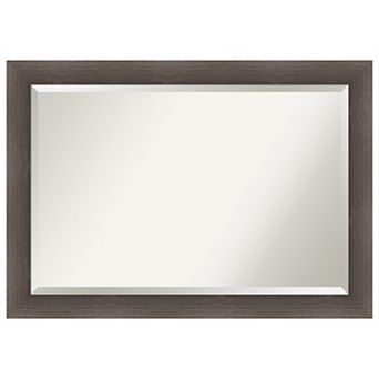 Hardwood Chocolate Beveled Wood Bathroom Wall Mirror
