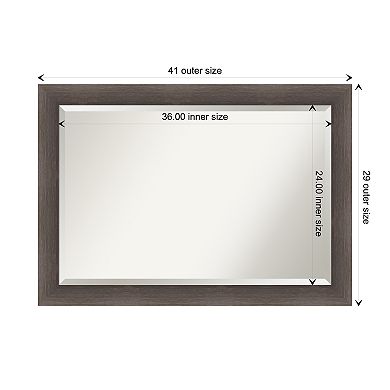 Hardwood Chocolate Beveled Wood Bathroom Wall Mirror