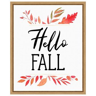 Hello Fall Leaves II by Amanti Art Portfolio Framed Canvas Wall Art Print