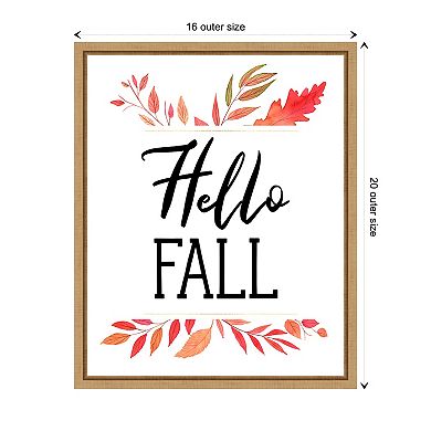 Hello Fall Leaves II by Amanti Art Portfolio Framed Canvas Wall Art Print