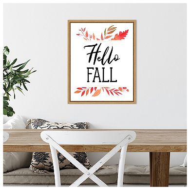 Hello Fall Leaves II by Amanti Art Portfolio Framed Canvas Wall Art Print