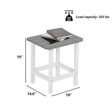 Aoodor Outdoor Side Table, Square Adirondack Patio End Table for Patio, Pool, Porch