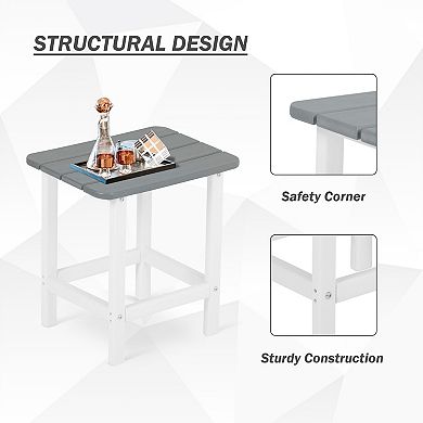 Aoodor Outdoor Side Table, Square Adirondack Patio End Table for Patio, Pool, Porch