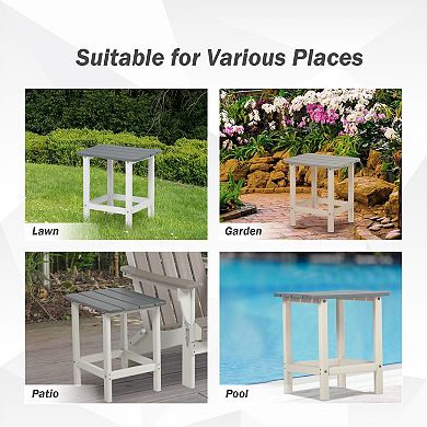 Aoodor Outdoor Side Table, Square Adirondack Patio End Table for Patio, Pool, Porch