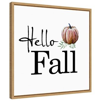 Hello Fall Pumpkin by Amanti Art Portfolio Framed Canvas Wall Art Print