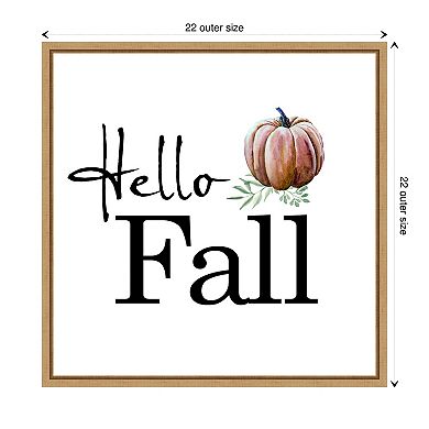 Hello Fall Pumpkin by Amanti Art Portfolio Framed Canvas Wall Art Print