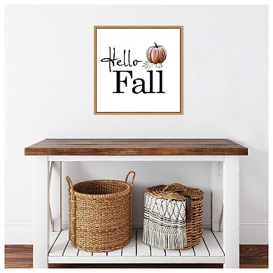 Hello Fall Pumpkin by Amanti Art Portfolio Framed Canvas Wall Art Print