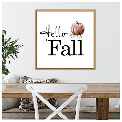 Hello Fall Pumpkin by Amanti Art Portfolio Framed Canvas Wall Art Print