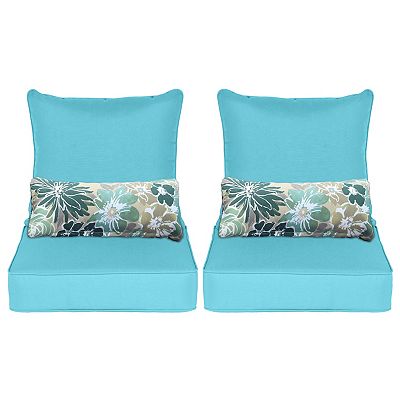 Chair Pads Outdoor Chair Cushions Turquoise Gymax 2PCS Patio Deep - Main Image