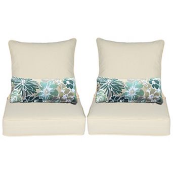 Aoodor 23'' x 25.6'' Outdoor Deep Seat Chair Cushion Set (Set of 2 Seats, 2 Backs, 2 Pillows)