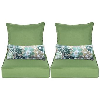 Aoodor 23'' x 25.6'' Outdoor Deep Seat Chair Cushion Set (Set of 2 Seats, 2 Backs, 2 Pillows)