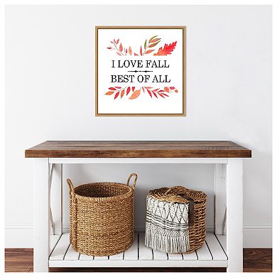 Love Fall Best Of All Leaves by Amanti Art Portfolio Framed Canvas Wall Art Print