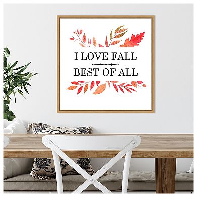 Love Fall Best Of All Leaves by Amanti Art Portfolio Framed Canvas Wall Art Print