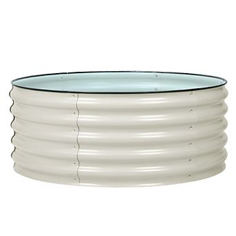 Aoodor 17'' Tall Aluzinc Metal Raised Garden Bed 42'' Round - White