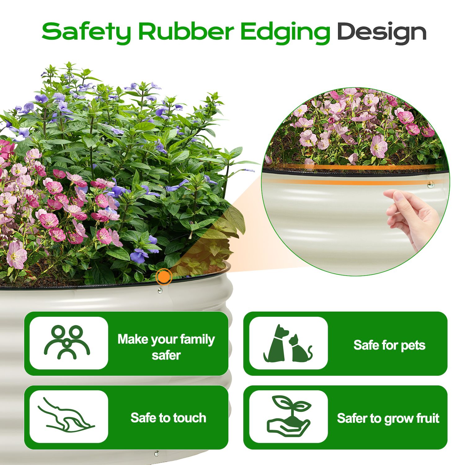 thumbnail image 2 of Aoodor 42 Inch Round Galvanized Raised Garden Bed – 17" Deep, Outdoor Planter, Aluminum 2 of 4