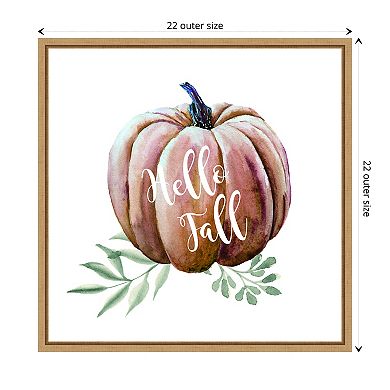 Hello Fall Pumpkin Watercolor by Amanti Art Portfolio Framed Canvas Wall Art Print