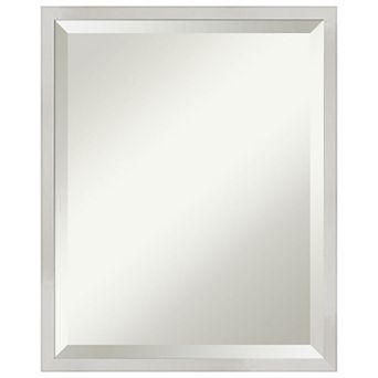 Svelte Silver Beveled Wood Bathroom Wall Mirror