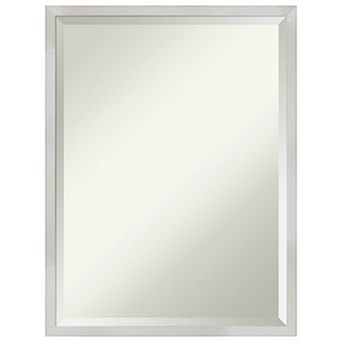 Svelte Silver Beveled Wood Bathroom Wall Mirror