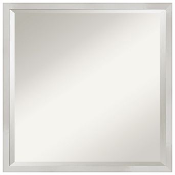 Svelte Silver Beveled Wood Bathroom Wall Mirror