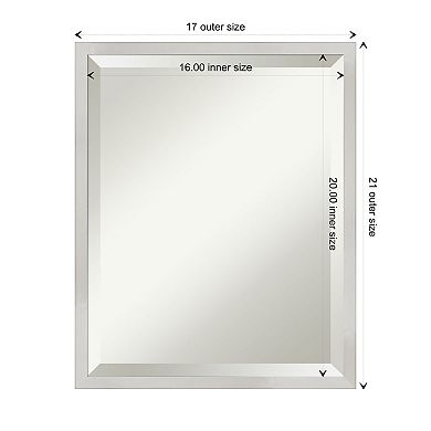 Svelte Silver Beveled Wood Bathroom Wall Mirror