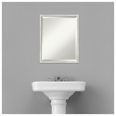 Svelte Silver Beveled Wood Bathroom Wall Mirror