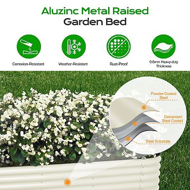 Aoodor 6-in-1 Modular Aluzinc Metal Raised Garden Bed - Silver (88.6''L x 27.5''W x 17''H)