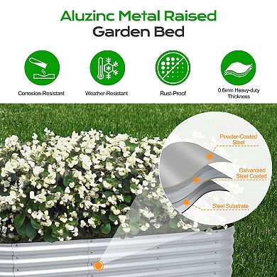 Aoodor 6-in-1 Modular Aluzinc Metal Raised Garden Bed - Silver (88.6''L x 27.5''W x 17''H)