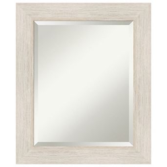 Hardwood Whitewash Beveled Wood Bathroom Wall Mirror