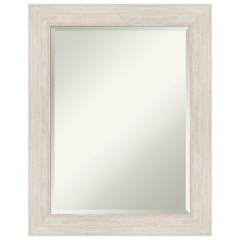 Hardwood Whitewash Beveled Wood Bathroom Wall Mirror
