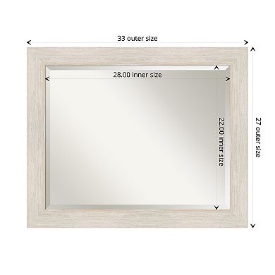 Hardwood Whitewash Beveled Wood Bathroom Wall Mirror