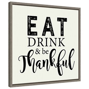 Eat Drink and Be Thankful Script by Amanti Art Portfolio Framed Canvas Wall Art Print