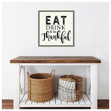 Eat Drink and Be Thankful Script by Amanti Art Portfolio Framed Canvas Wall Art Print