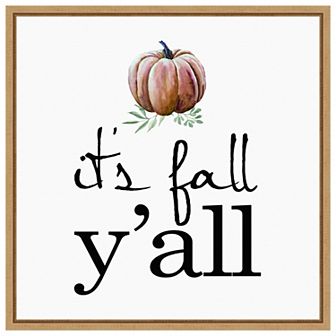 Its Fall YAll Pumpkin by Amanti Art Portfolio Framed Canvas Wall Art Print