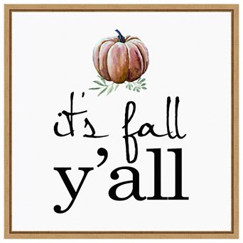 Its Fall YAll Pumpkin by Amanti Art Portfolio Framed Canvas Wall Art Print