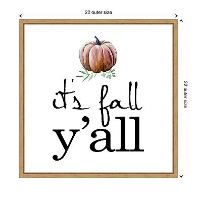 Its Fall YAll Pumpkin by Amanti Art Portfolio Framed Canvas Wall Art Print