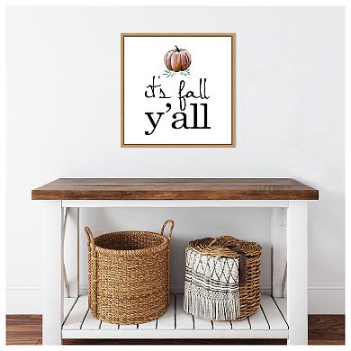 Its Fall YAll Pumpkin by Amanti Art Portfolio Framed Canvas Wall Art Print