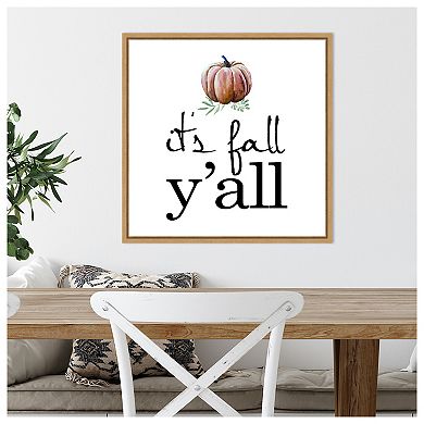 Its Fall YAll Pumpkin by Amanti Art Portfolio Framed Canvas Wall Art Print