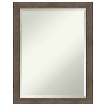 Hardwood Mocha Narrow Beveled Wood Bathroom Wall Mirror