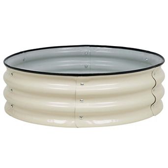 Aoodor 9'' Tall Aluzinc Metal Raised Garden Bed 30'' Round -White