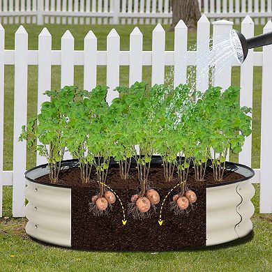 Aoodor 9'' Tall Aluzinc Metal Raised Garden Bed 30'' Round -White