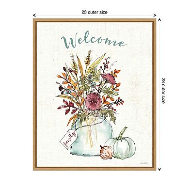 Festive Foliage III Welcome by Anne Tavoletti Framed Canvas Wall Art Print