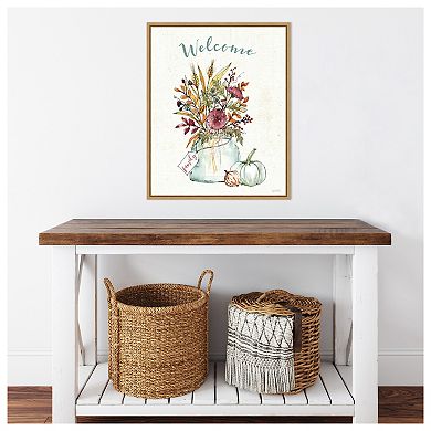 Festive Foliage III Welcome by Anne Tavoletti Framed Canvas Wall Art Print