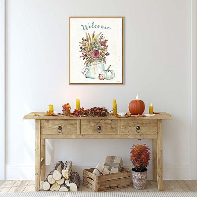 Festive Foliage III Welcome by Anne Tavoletti Framed Canvas Wall Art Print