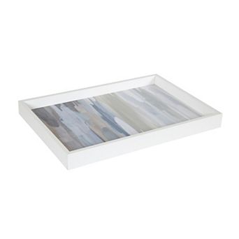 Decorative Wood Ottoman/Coffee Table Tray Featuring Intuition Blue and Tan