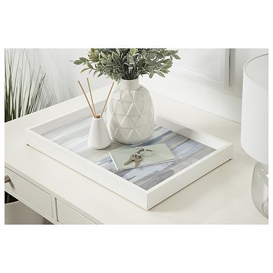 Decorative Wood Ottoman/Coffee Table Tray Featuring Intuition Blue and Tan